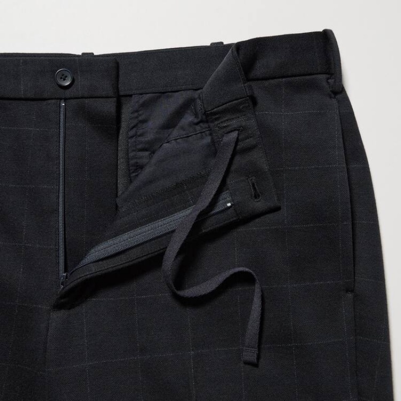 Pantalon Uniqlo Smart Windowpane Checked Ankle Length Homme Bleu Marine | 5465279