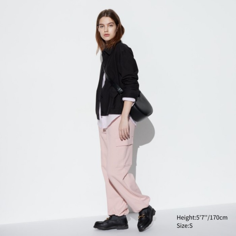 Pantalon Uniqlo Sweat Cargo Femme Rose | 686922