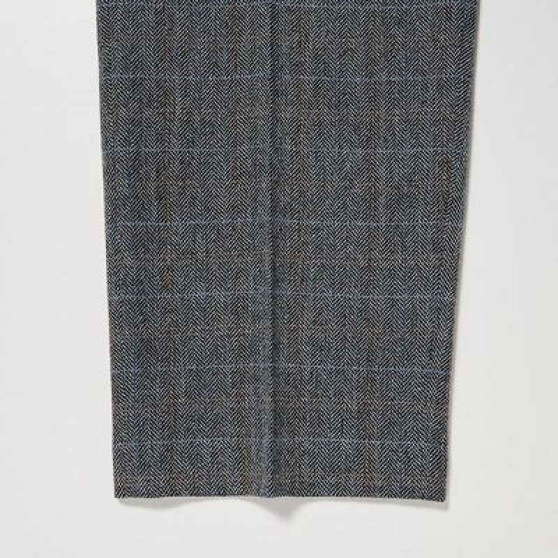 Pantalon Uniqlo Tweed Wide-Fit Pleated Femme Grise | 8535374