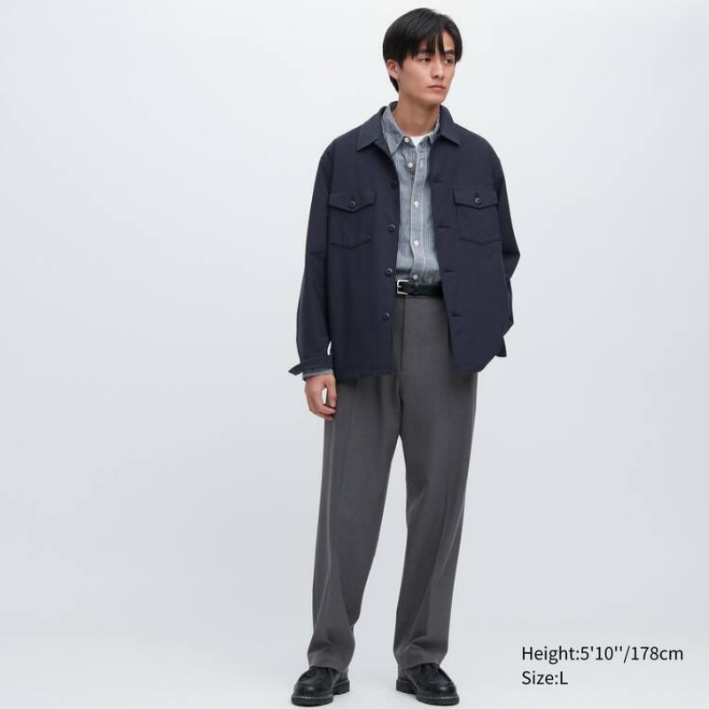 Pantalon Uniqlo Two-way Stretch Pleated Tapered Fit Homme Grise | 1707649
