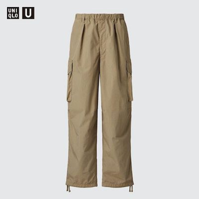 Pantalon Uniqlo U Wide-Fit Parachute Cargo Femme Beige | 8183427