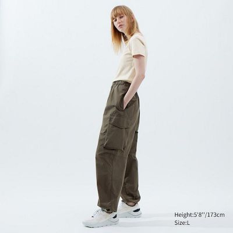 Pantalon Uniqlo U Wide-Fit Parachute Cargo Femme Vert Olive | 3120974