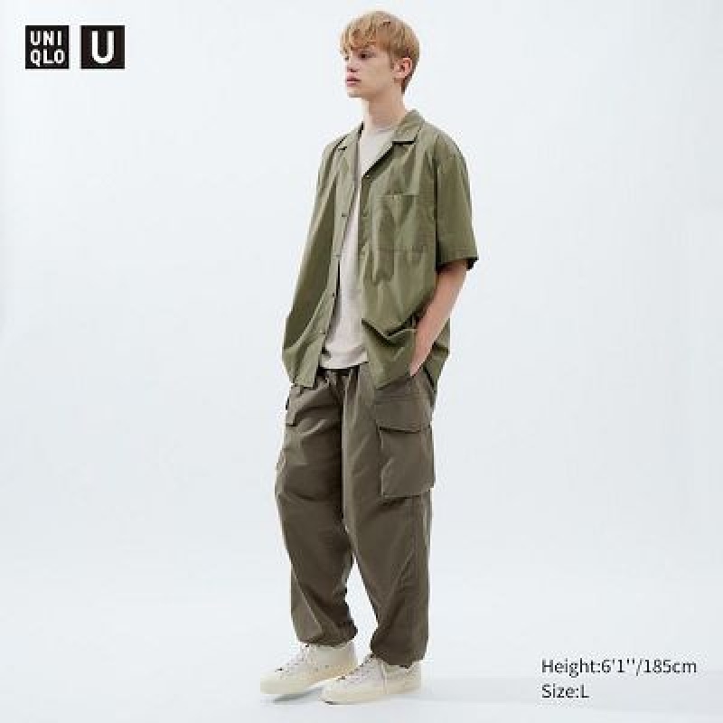 Pantalon Uniqlo U Wide-Fit Parachute Cargo Femme Vert Olive | 3120974