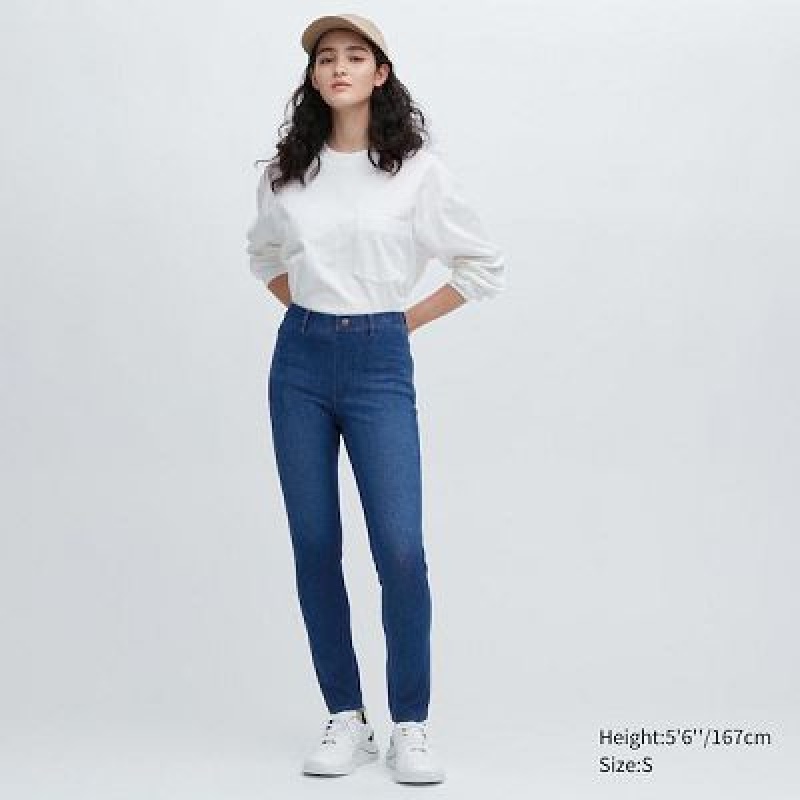 Pantalon Uniqlo Ultra Stretch Denim Femme Bleu Marine | 9889650