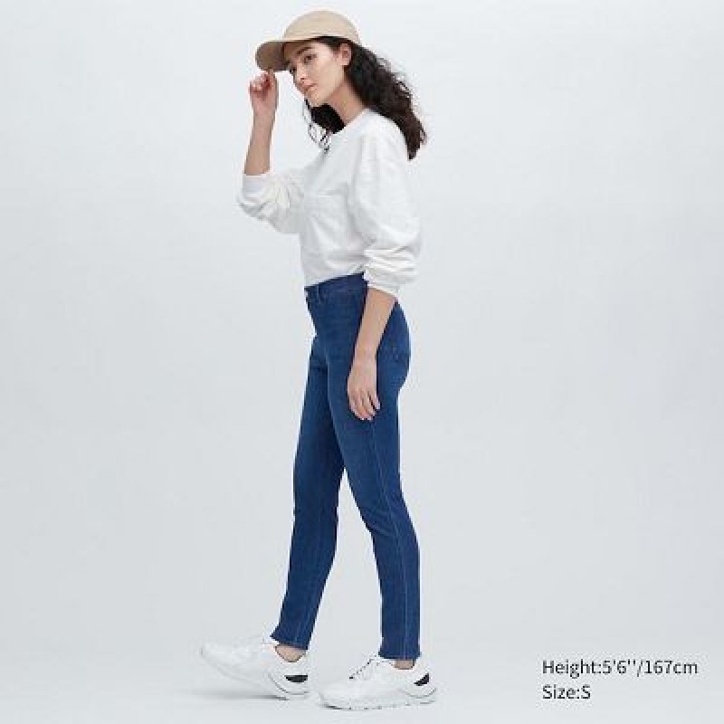 Pantalon Uniqlo Ultra Stretch Denim Femme Bleu Marine | 9889650