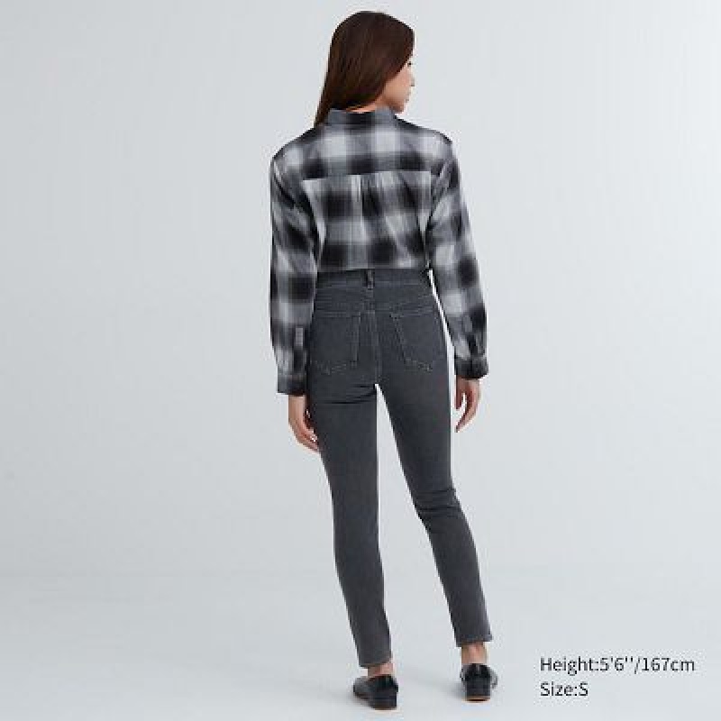 Pantalon Uniqlo Ultra Stretch Denim Femme Grise | 7458804