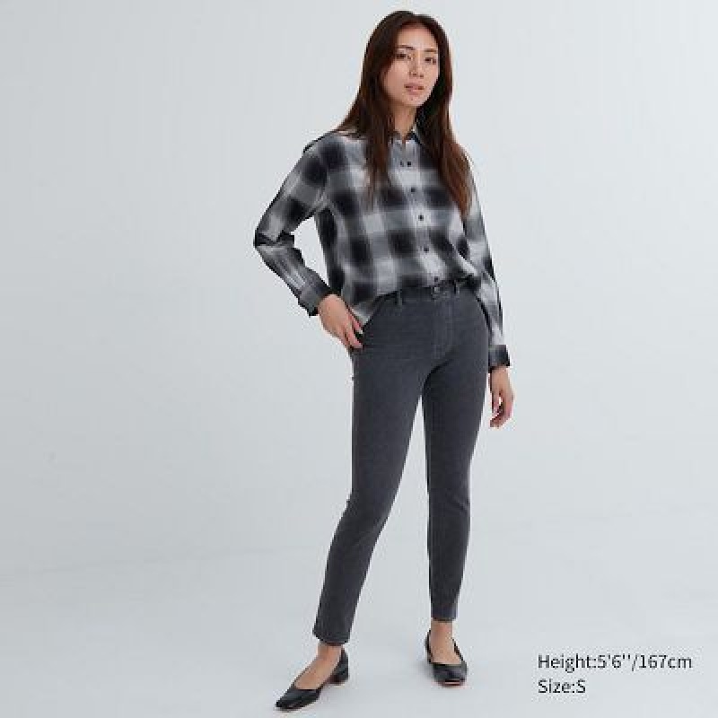 Pantalon Uniqlo Ultra Stretch Denim Femme Grise | 7458804