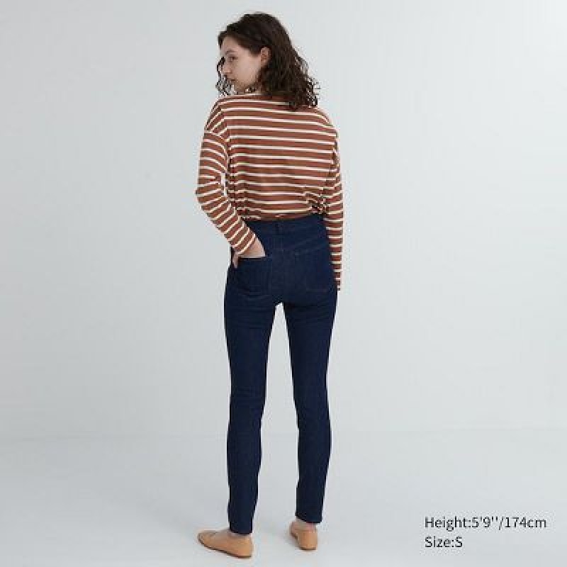 Pantalon Uniqlo Ultra Stretch Denim Femme Bleu Marine | 705033