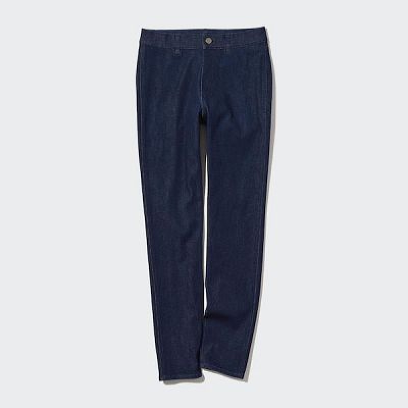 Pantalon Uniqlo Ultra Stretch Denim Femme Bleu Marine | 6774829