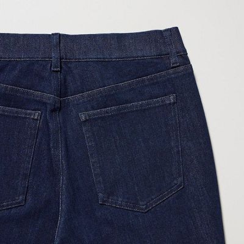 Pantalon Uniqlo Ultra Stretch Denim Femme Bleu Marine | 6774829