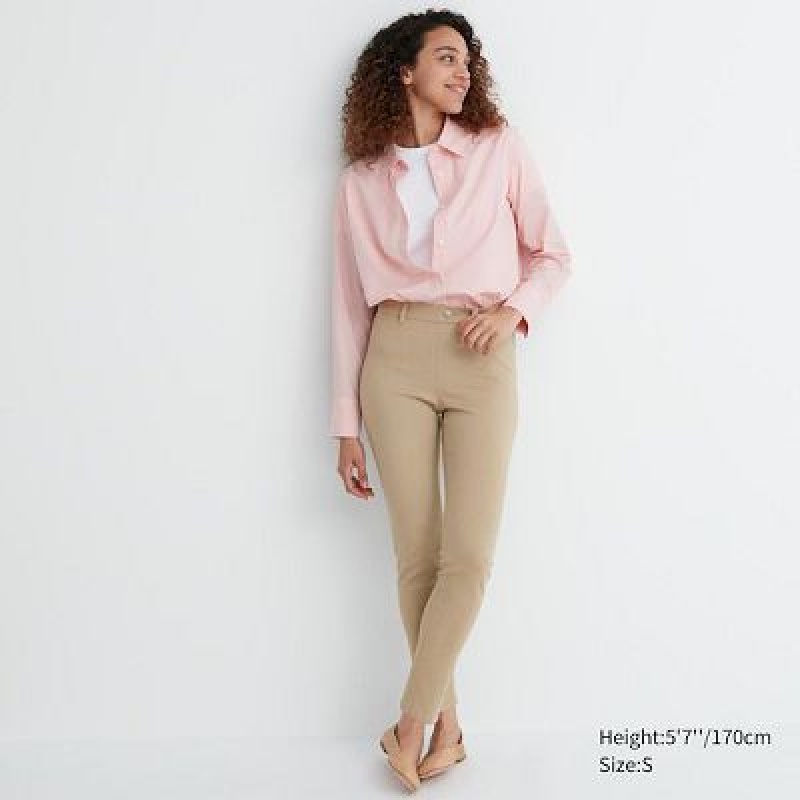 Pantalon Uniqlo Ultra Stretch Femme Beige | 9951621