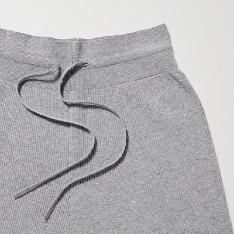 Pantalon Uniqlo Washable Knit Ribbed Femme Grise | 1046626