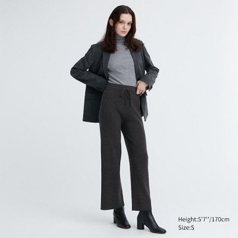Pantalon Uniqlo Washable Knit Ribbed Femme Grise | 2083651