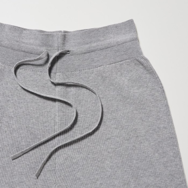 Pantalon Uniqlo Washable Knit Ribbed Lounge Femme Grise | 6662993