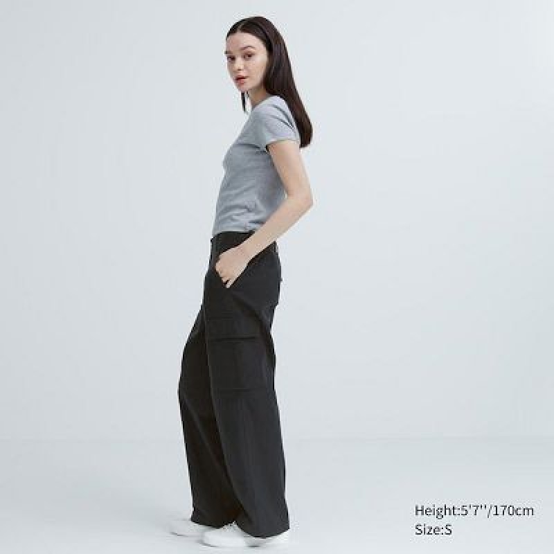 Pantalon Uniqlo Wide Straight Cargo Femme Grise | 1067842