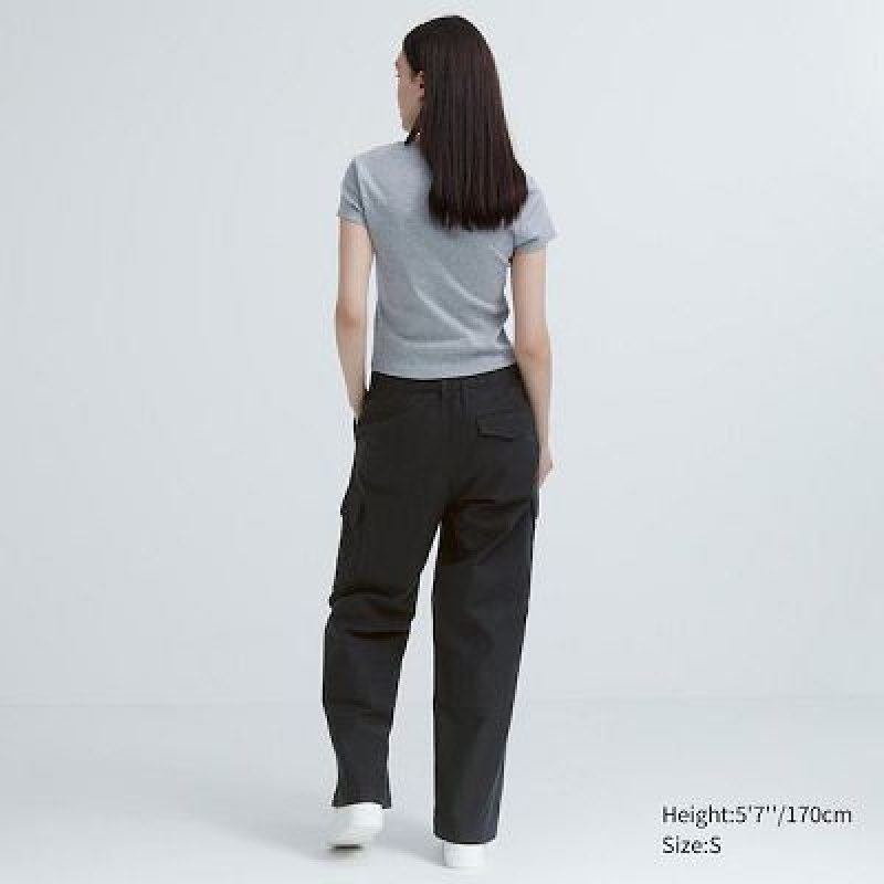 Pantalon Uniqlo Wide Straight Cargo Femme Grise | 1067842