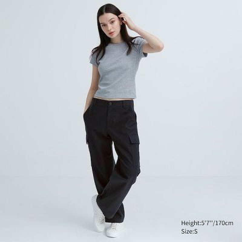 Pantalon Uniqlo Wide Straight Cargo Femme Grise | 1067842