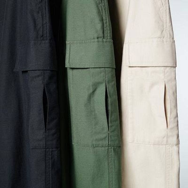 Pantalon Uniqlo Wide Straight Cargo Femme Vert | 9887543