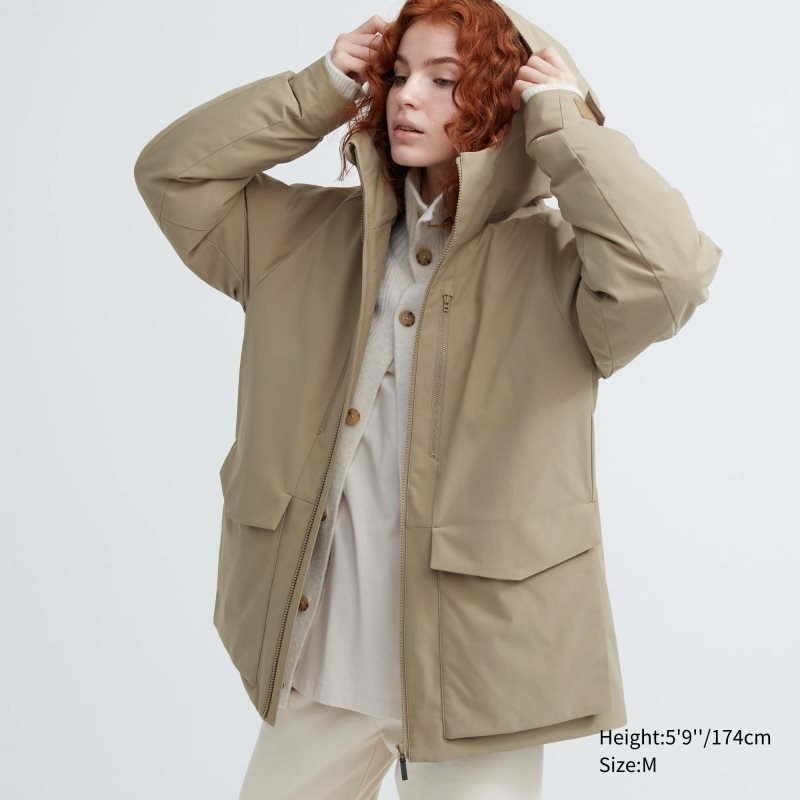 Parka Uniqlo Hybrid Down 3d Cut Homme Beige | 9140060