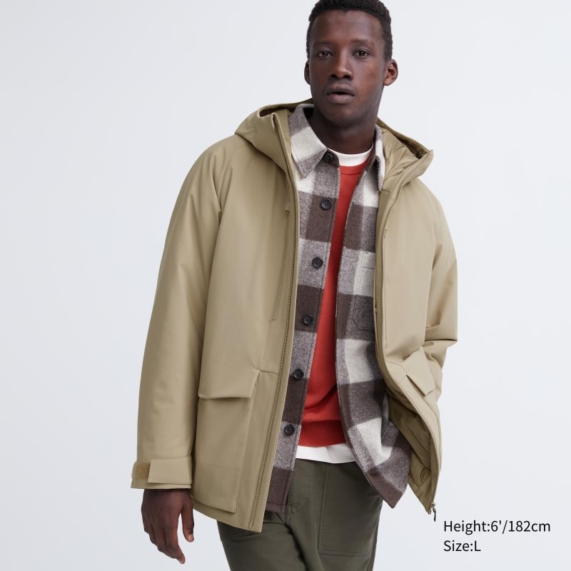 Parka Uniqlo Hybrid Down 3d Cut Homme Beige | 9140060