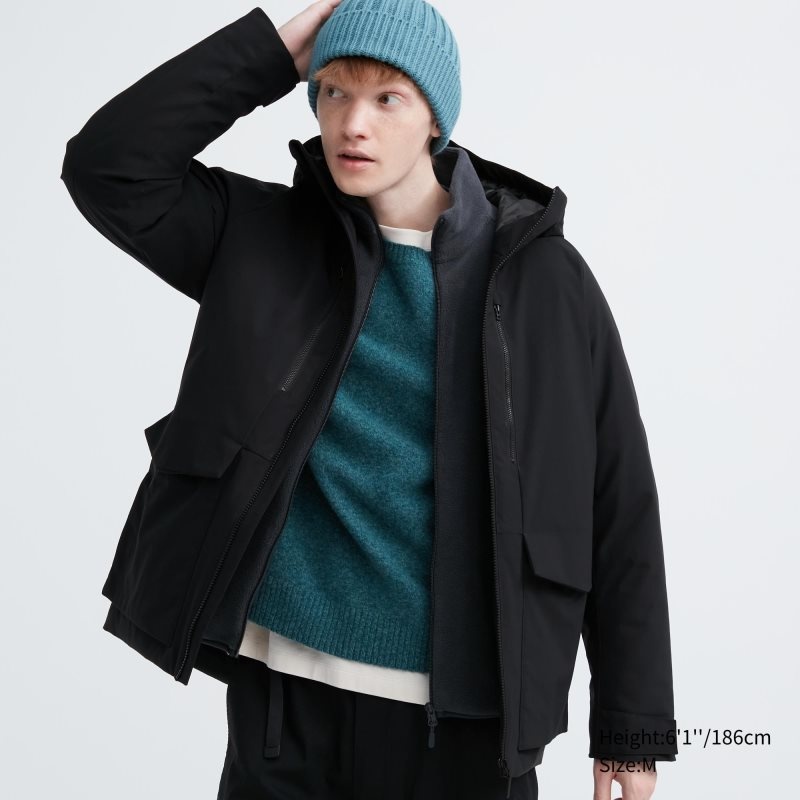 Parka Uniqlo Hybrid Down 3d Cut Homme Noir | 4842553