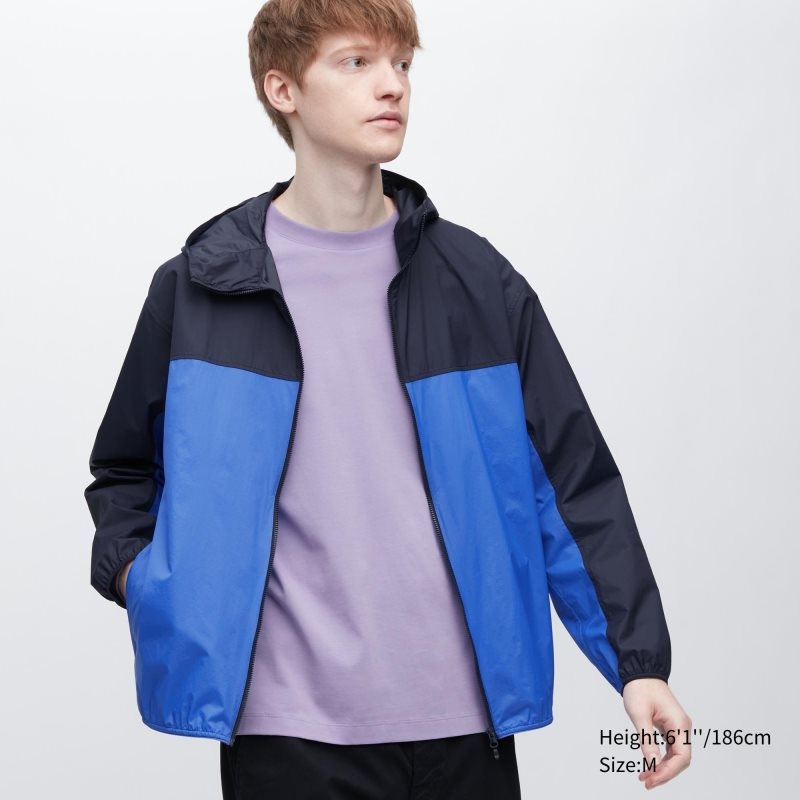 Parka Uniqlo Pocketable Uv Protection 3d Cut Color Block Homme Bleu | 5332666