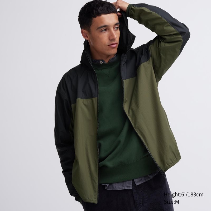 Parka Uniqlo Pocketable Uv Protection 3d Cut Color Block Homme Vert Olive | 5331216