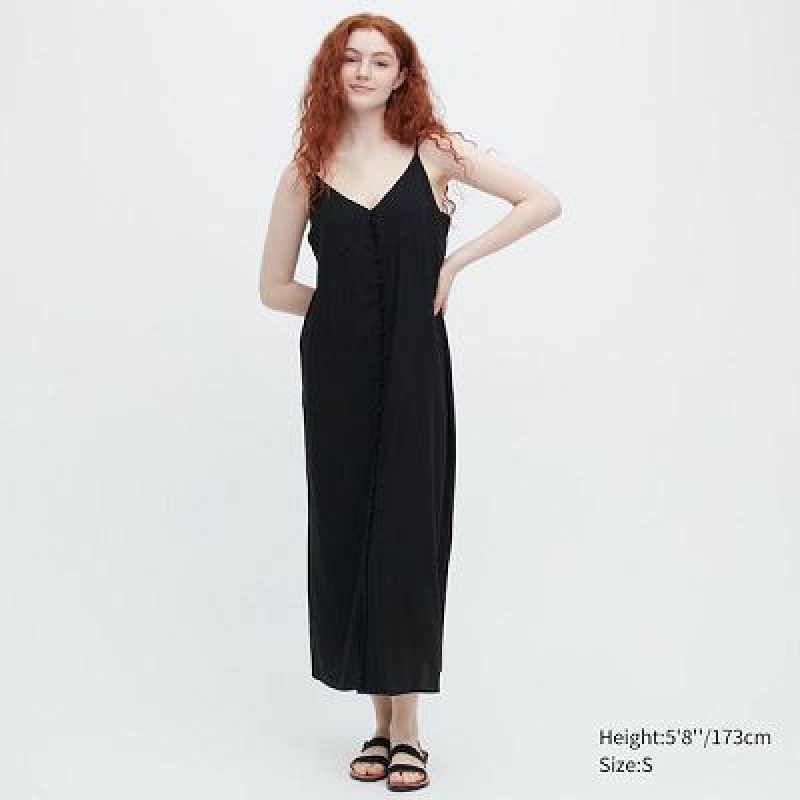 Peignoir Uniqlo Button Down Camisole Flare Femme Noir | 5063196