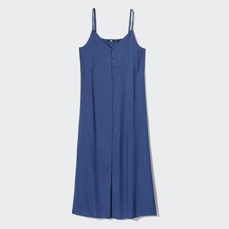 Peignoir Uniqlo Button Down Camisole Flare Femme Bleu | 3823623
