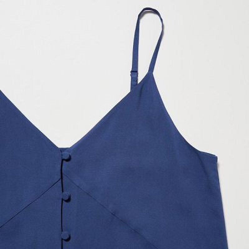 Peignoir Uniqlo Button Down Camisole Flare Femme Bleu | 3823623