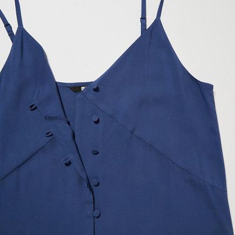 Peignoir Uniqlo Button Down Camisole Flare Femme Bleu | 3823623