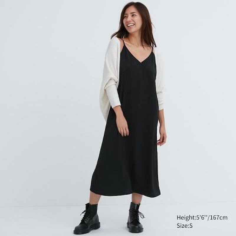Peignoir Uniqlo Camisole Midi Femme Noir | 5824028