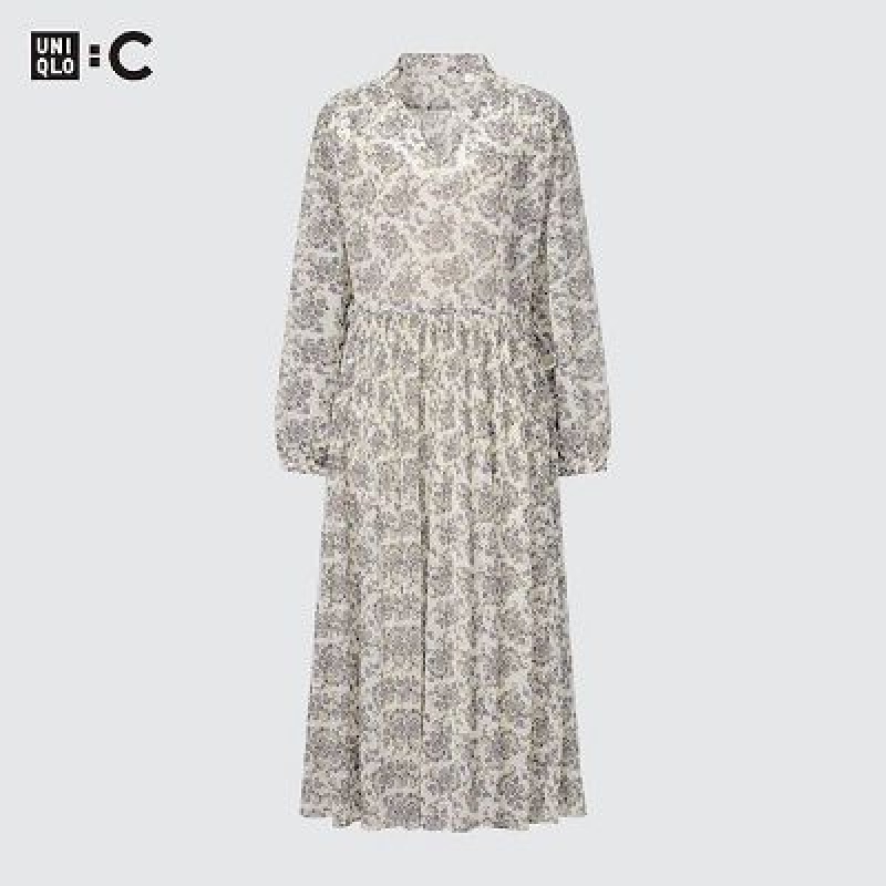 Peignoir Uniqlo Chiffon Pleated Long-Sleeve Femme Blanche | 8032277