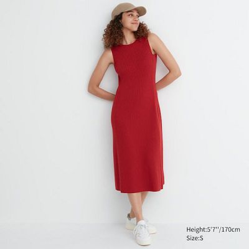 Peignoir Uniqlo Cotton Blend Knit Sleeveless Femme Rouge | 1713108