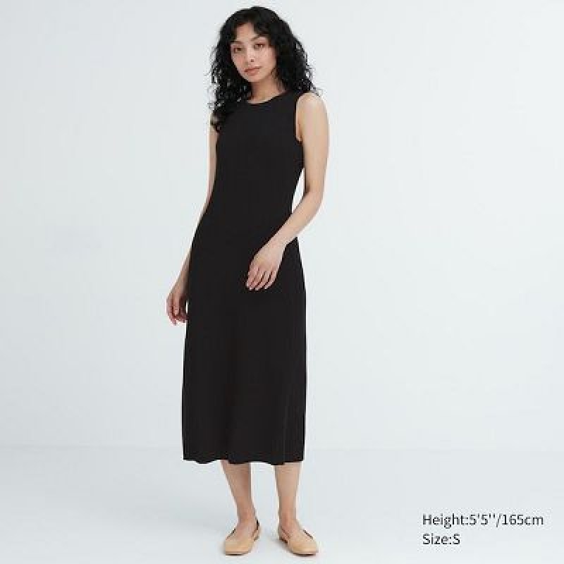 Peignoir Uniqlo Cotton Blend Knit Sleeveless Femme Noir | 3311895