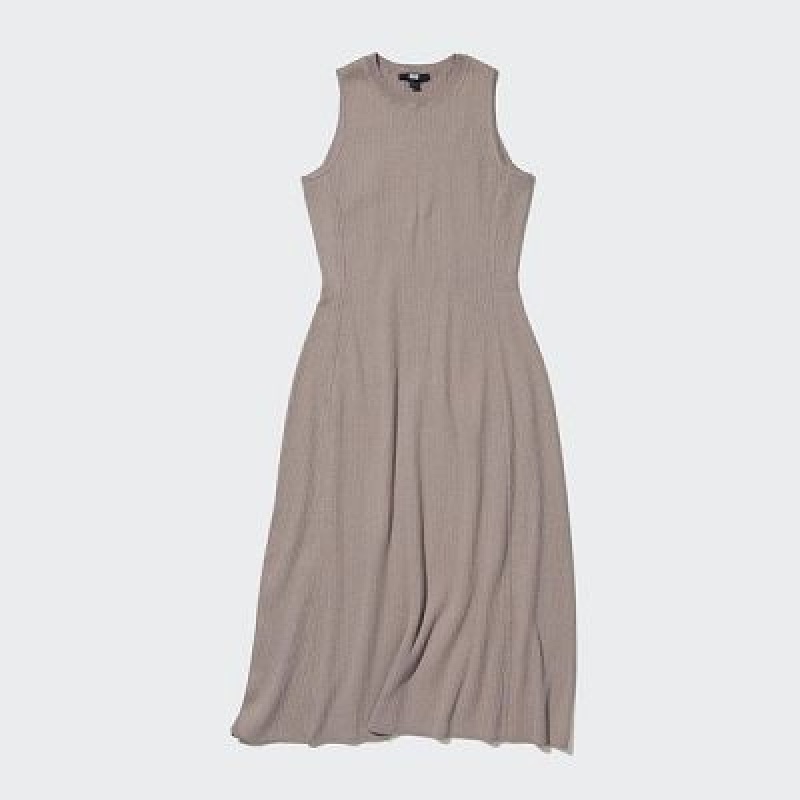 Peignoir Uniqlo Cotton Blend Knit Sleeveless Femme Beige | 9537289