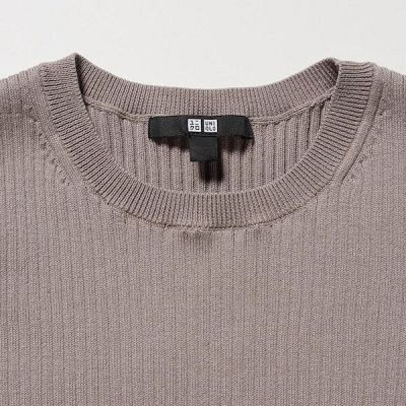 Peignoir Uniqlo Cotton Blend Knit Sleeveless Femme Beige | 9537289