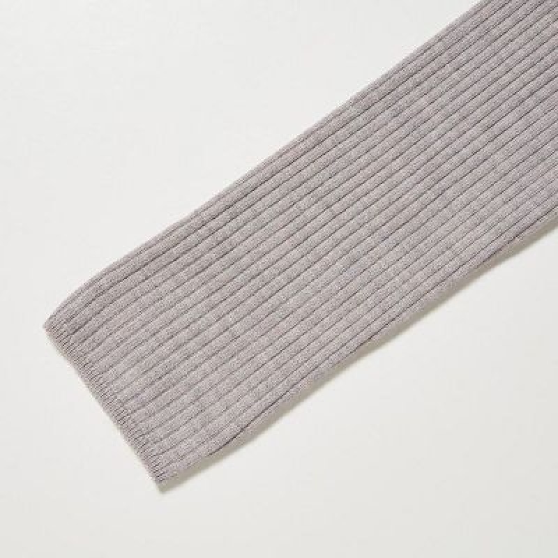 Peignoir Uniqlo Merino Blend Fitted U Neck Long Sleeve Femme Grise | 6954364