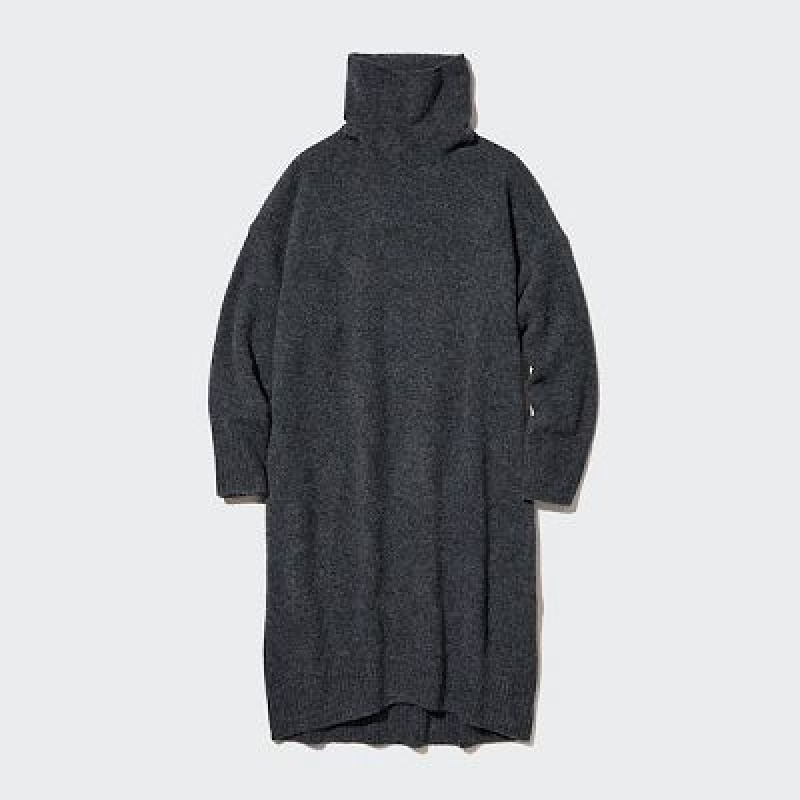 Peignoir Uniqlo Souffle Yarn Turtleneck Femme Grise | 9224607