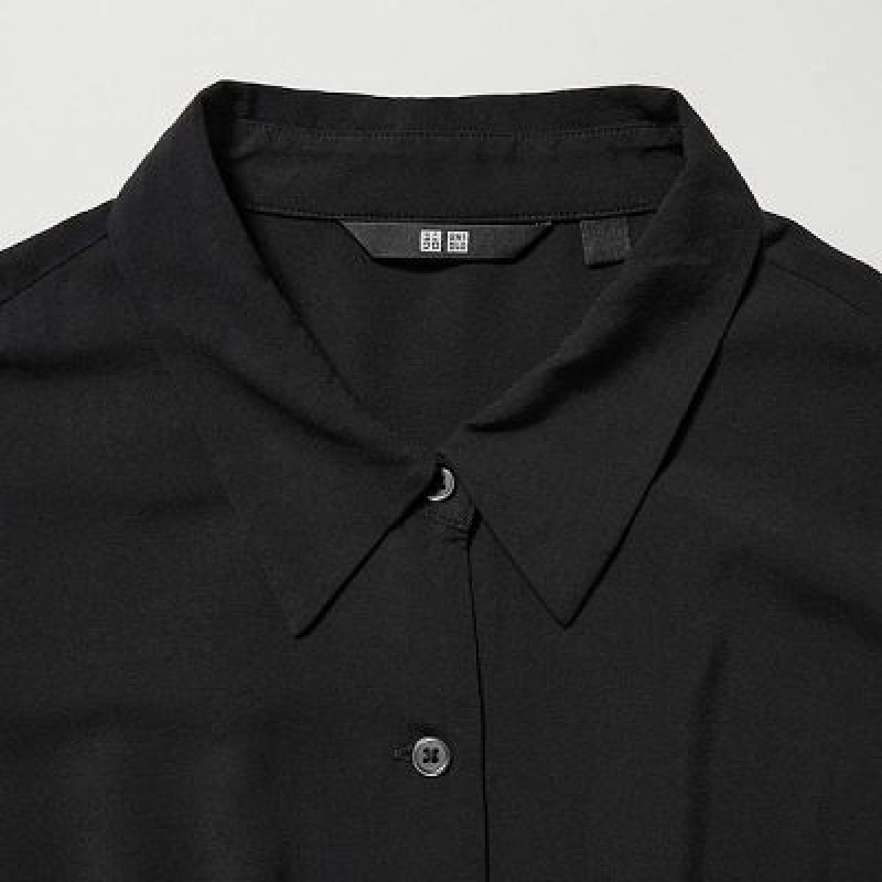 Peignoir Uniqlo V-Neck Long-Sleeve Mini Femme Noir | 5273235