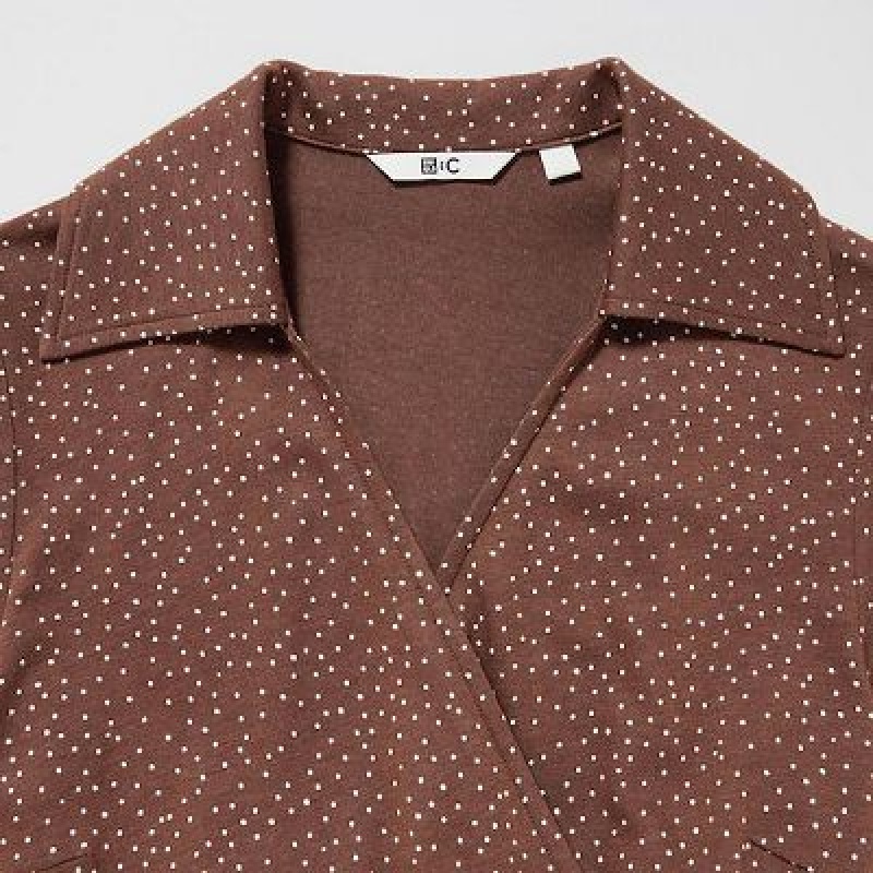 Peignoir Uniqlo Wrap Long-Sleeve Femme Marron | 9415525