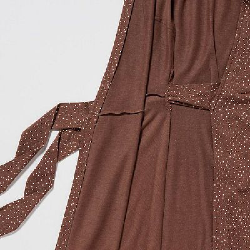 Peignoir Uniqlo Wrap Long-Sleeve Femme Marron | 9415525