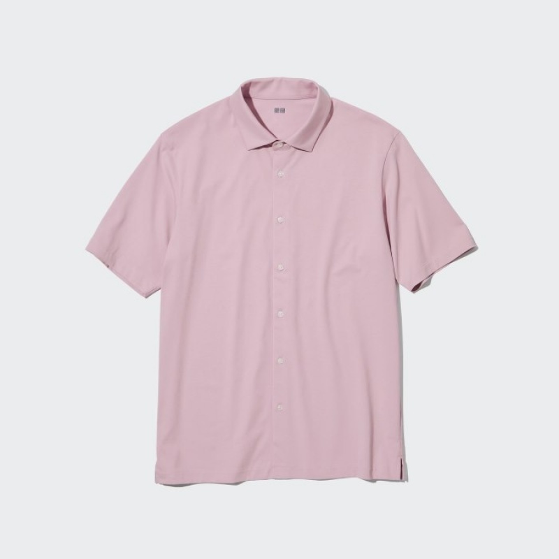 Polos Uniqlo Airism Full Open Short-sleeve Femme Rose | 1220517