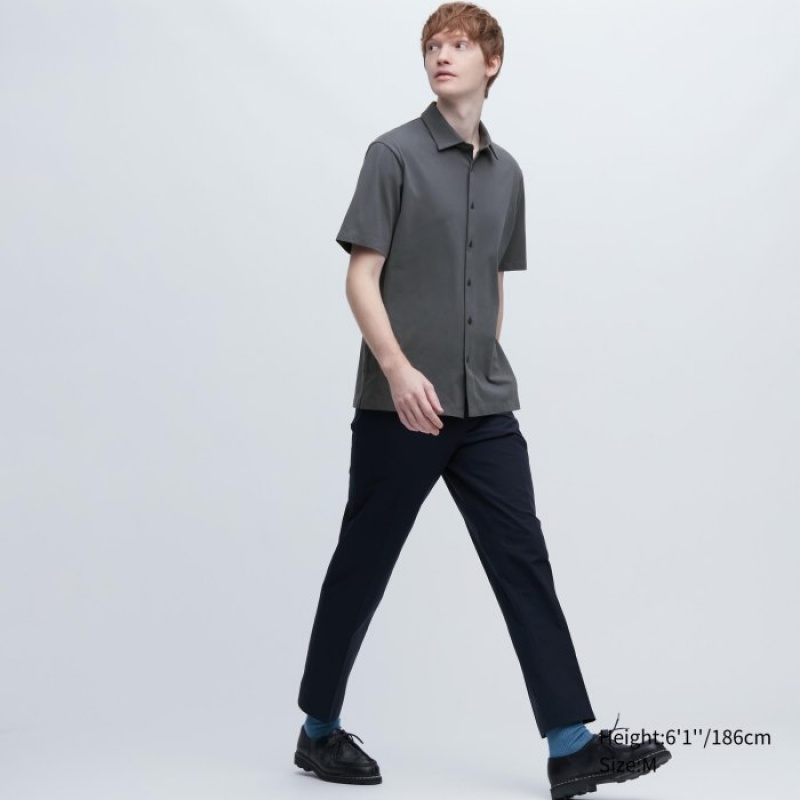 Polos Uniqlo Airism Full Open Short-sleeve Femme Grise | 886044