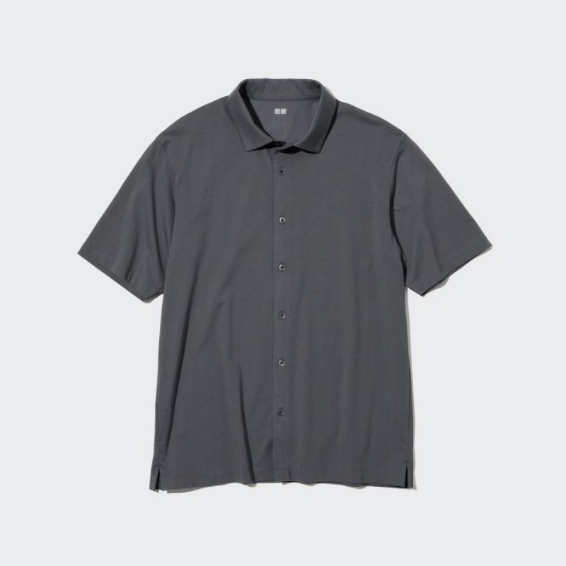 Polos Uniqlo Airism Full Open Short-sleeve Femme Grise | 886044