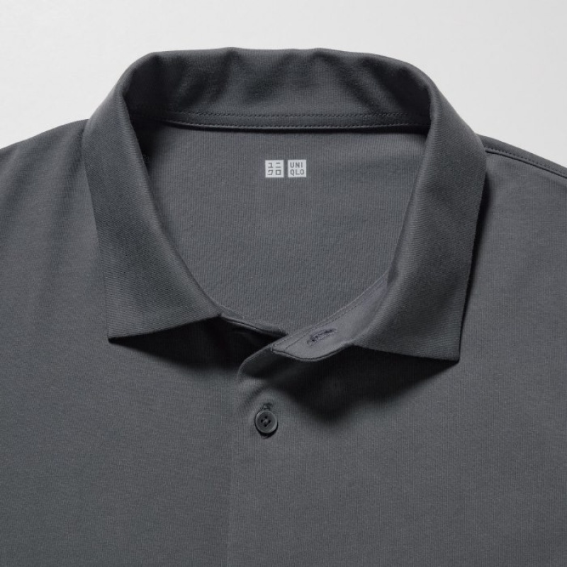 Polos Uniqlo Airism Full Open Short-sleeve Femme Grise | 886044