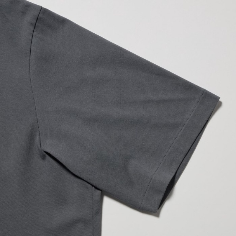 Polos Uniqlo Airism Full Open Short-sleeve Femme Grise | 886044
