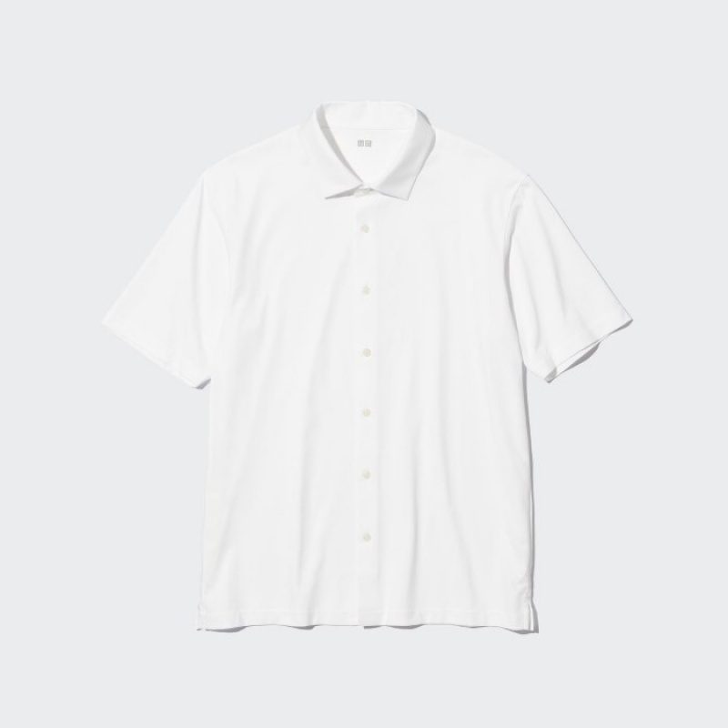Polos Uniqlo Airism Full Open Short-sleeve Femme Blanche | 4736538