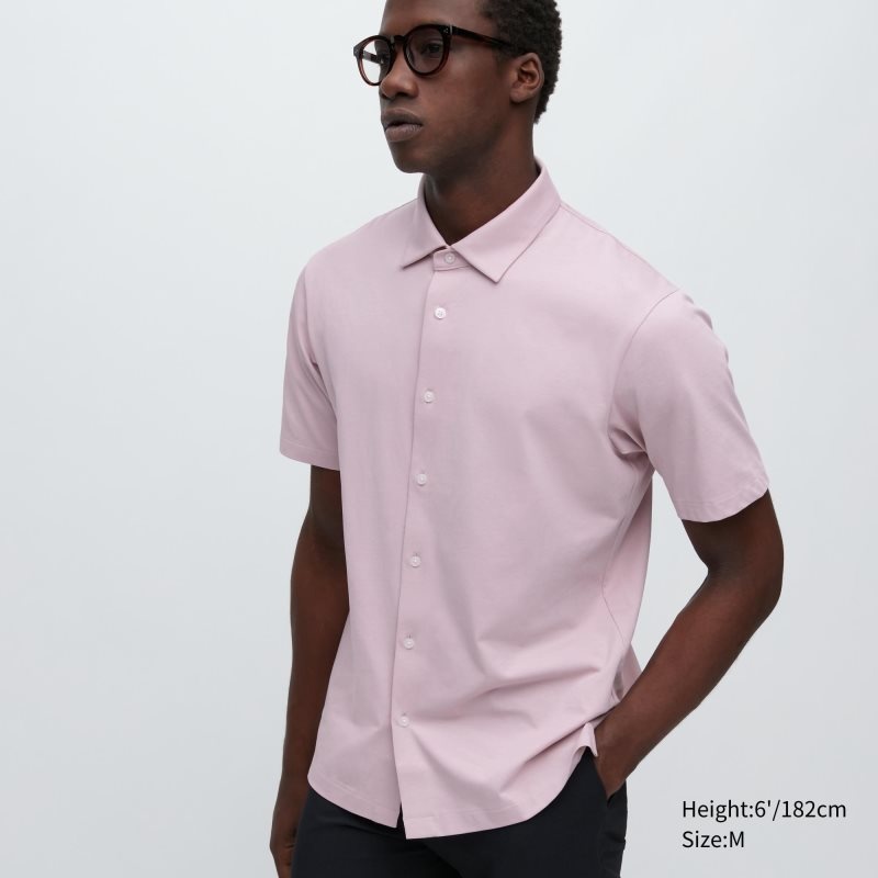 Polos Uniqlo Airism Full Open Short-sleeve Homme Rose | 5676457