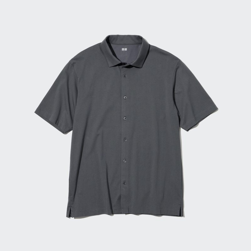 Polos Uniqlo Airism Full Open Short-sleeve Homme Grise | 3593384